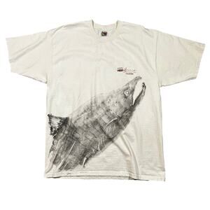 Vintage 90s Big Salmon Graphic Idahos Most Wanted Fish T-Shirt